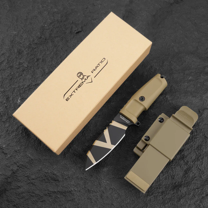 Compact tactical straight knife for camping, adventure, and outdoor use