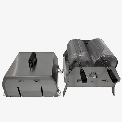 Large capacity dual-head portable barbecue grill