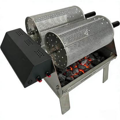 Large capacity dual-head portable barbecue grill