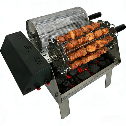 Large capacity dual-head portable barbecue grill