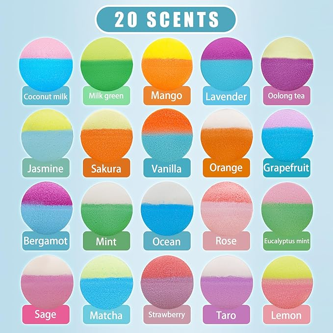 Bath Bombs for Kids, with Surprise Inside, 20 Pieces, Bath Bombs Gift Set with Toys for Toddlers, 3-12 Years