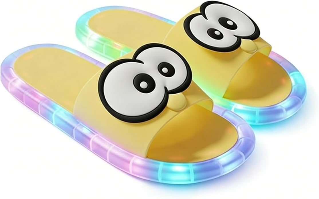 Light-Up Slippers, LED Slides Sandals Non-Slip Platform Glowing Shoes , Cute Open Toes Pink White Shower