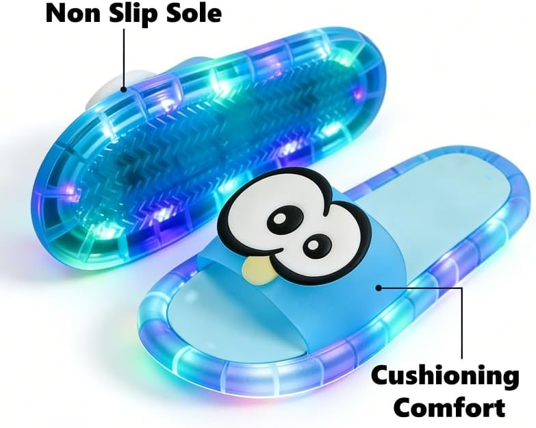Light-Up Slippers, LED Slides Sandals Non-Slip Platform Glowing Shoes , Cute Open Toes Pink White Shower