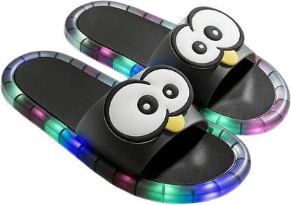 Light-Up Slippers, LED Slides Sandals Non-Slip Platform Glowing Shoes , Cute Open Toes Pink White Shower