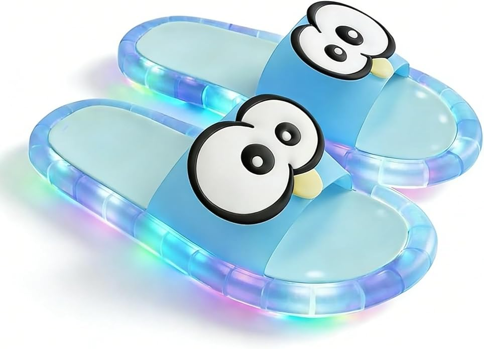Light-Up Slippers, LED Slides Sandals Non-Slip Platform Glowing Shoes , Cute Open Toes Pink White Shower