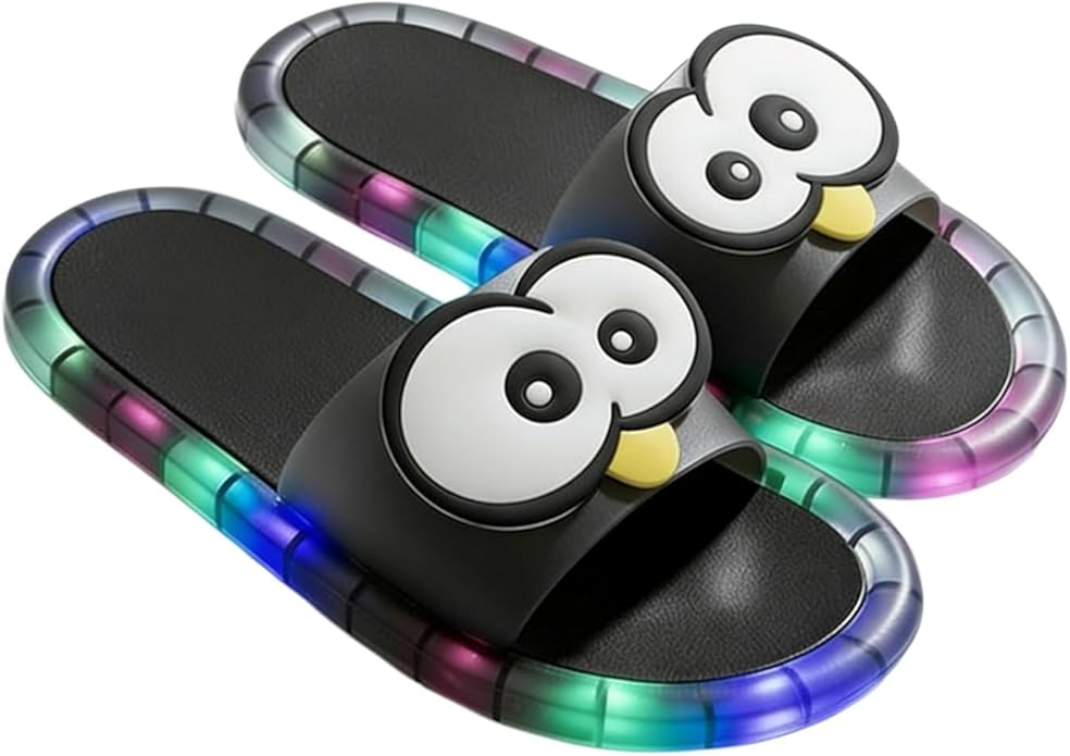 Light-Up Slippers, LED Slides Sandals Non-Slip Platform Glowing Shoes , Cute Open Toes Pink White Shower