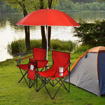 Portable Folding Picnic Double Chair With Umbrella