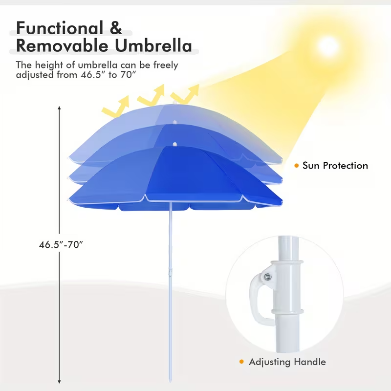 Portable Folding Picnic Double Chair With Umbrella