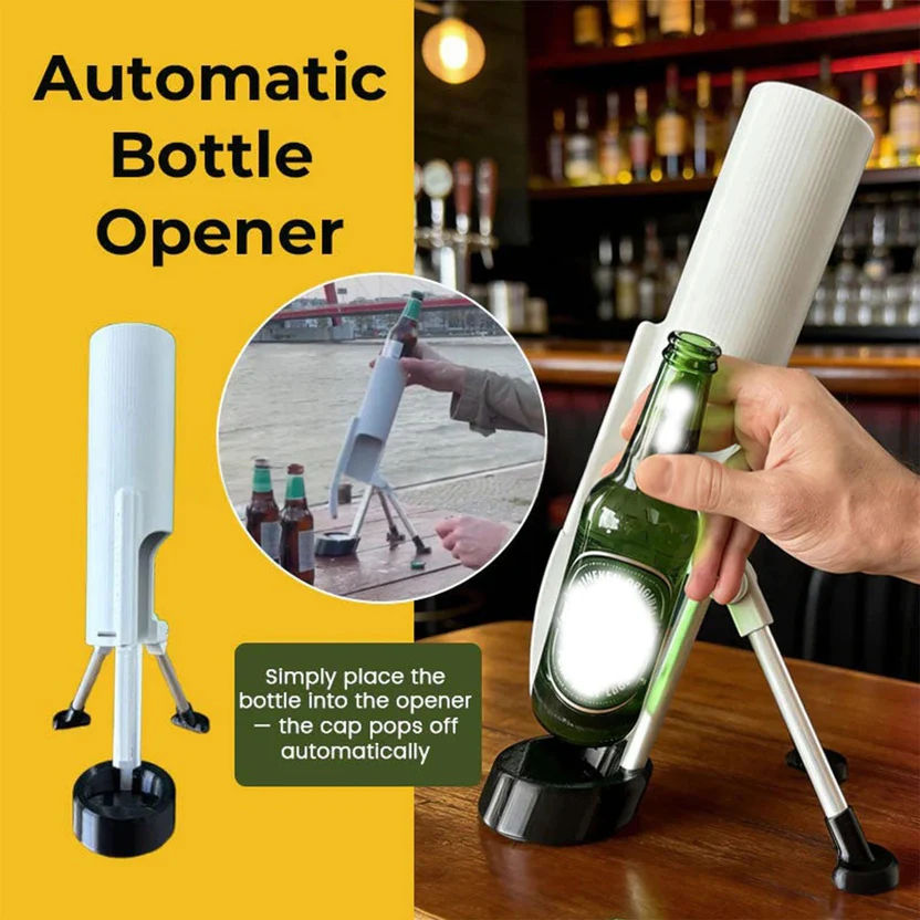 Hands-free press bottle opener