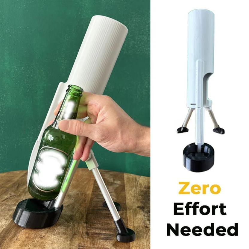 Hands-free press bottle opener