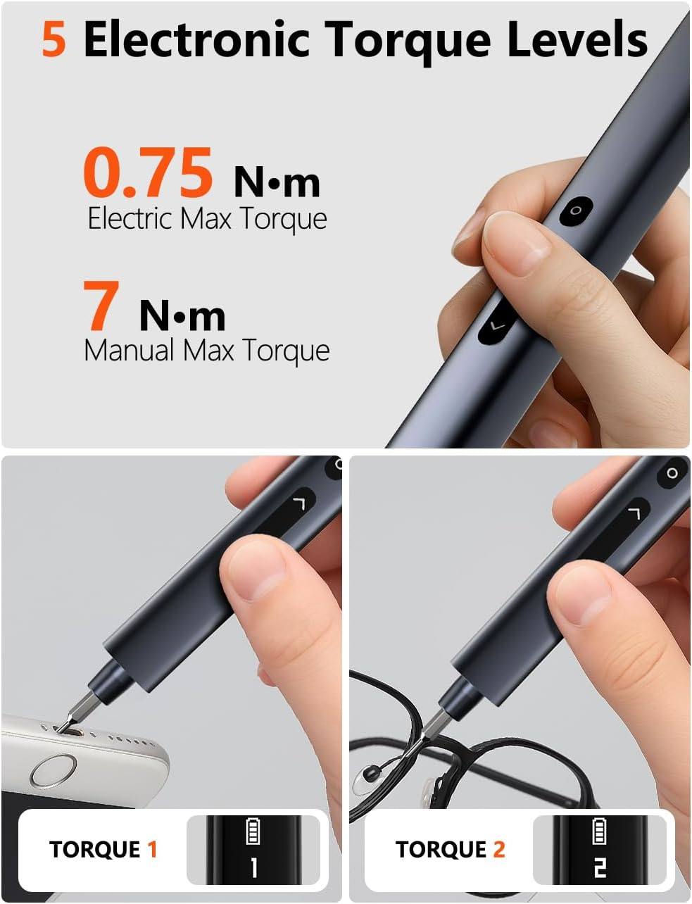 Cordless 80-in-1 Mini Electric Precision Screwdriver Set with 5 Torque Levels