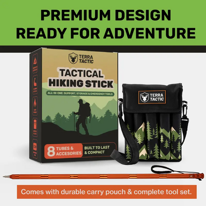 Survival Hiking Stick - Adjustable Trekking Pole with Built-in Outdoor Emergency Tools for Camping and Hiking