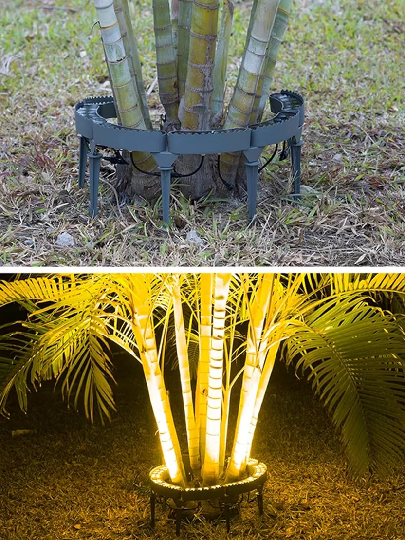 12W Warm White LED Ring Tree Hug Light, IP65 Outdoor Waterproof DC 24V Aluminum Landscape Lighting Tree Lamp