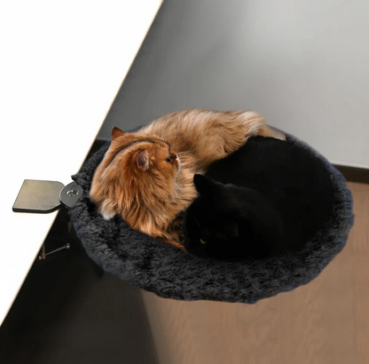 360° Rotating Desk Cat Bed Perch - Height Adjustable, Holds 50 Lbs, Washable Cover For Office & Gaming Desks