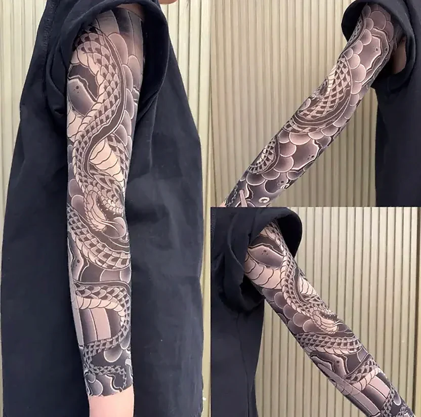 Ultra-clear Tattoo Sleeve Arm Cover Sun Protection High Elasticity Seamless Ice Sleeve UV Protection Quick-drying Arm Protection