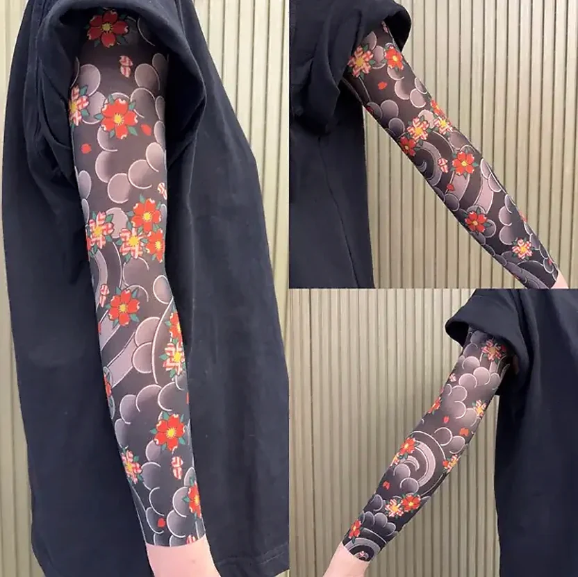 Ultra-clear Tattoo Sleeve Arm Cover Sun Protection High Elasticity Seamless Ice Sleeve UV Protection Quick-drying Arm Protection