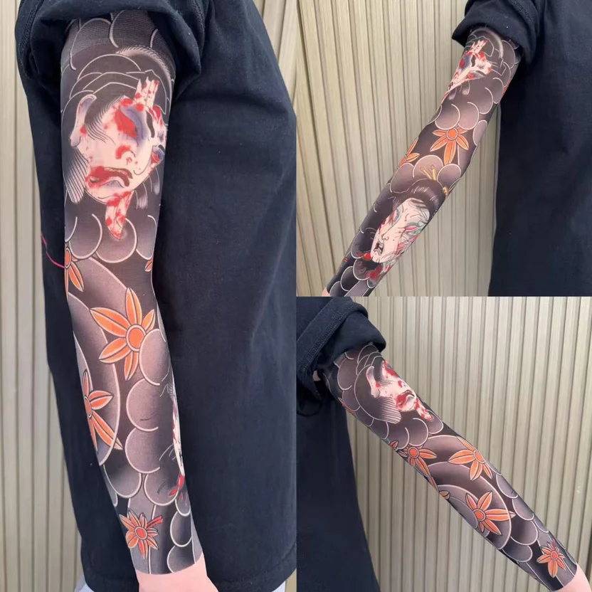 Ultra-clear Tattoo Sleeve Arm Cover Sun Protection High Elasticity Seamless Ice Sleeve UV Protection Quick-drying Arm Protection