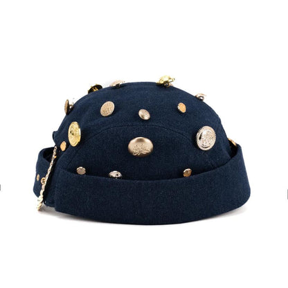 Fashion Buckle Buttons Brimless Hat