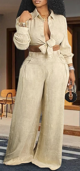 Long sleeve casual wide leg pants suit(Buy two and get free shipping！📣)