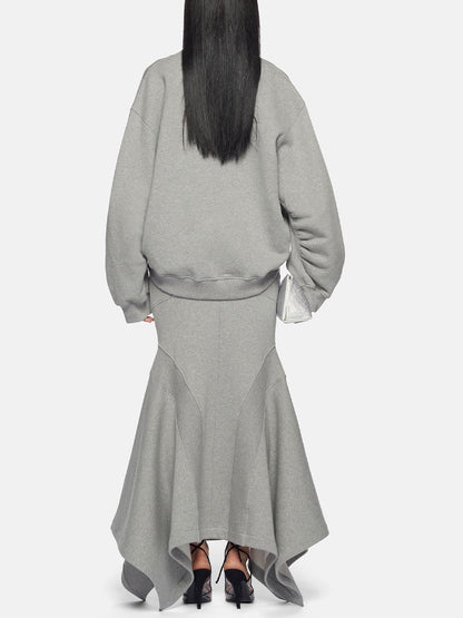 Fashion Patchwork V Neck Top & Mermaid Skirt