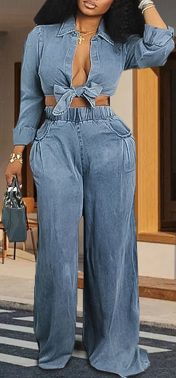 Long sleeve casual wide leg pants suit(Buy two and get free shipping！📣)