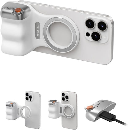 Magnetic Phone Camera Grip + C03 Magnetic Selfie Light (Silver) Bundle Kit Compatible