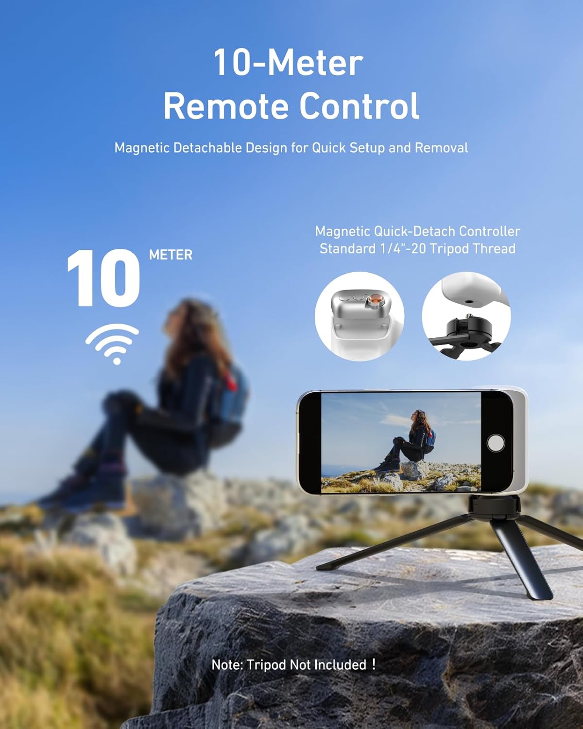 Magnetic Phone Camera Grip + C03 Magnetic Selfie Light (Silver) Bundle Kit Compatible