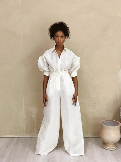 Shirt wide leg jumpsuit