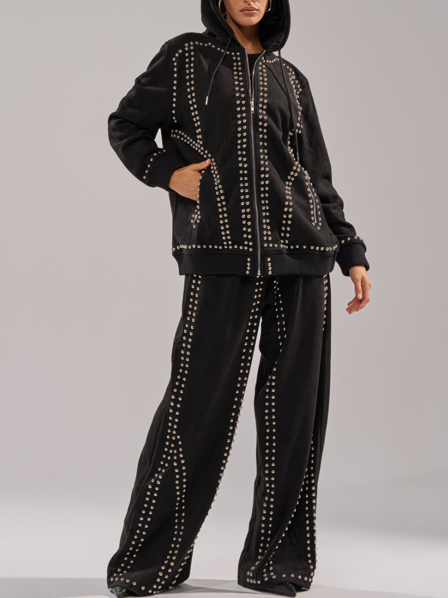 Suede Silver Rivet Set