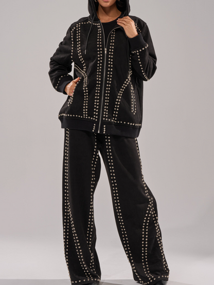 Suede Silver Rivet Set