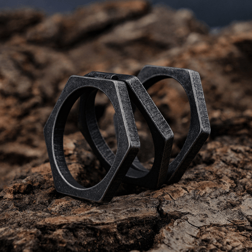 Hexagonal Simple Unique Stainless Steel Ring