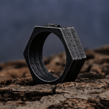 Hexagonal Simple Unique Stainless Steel Ring