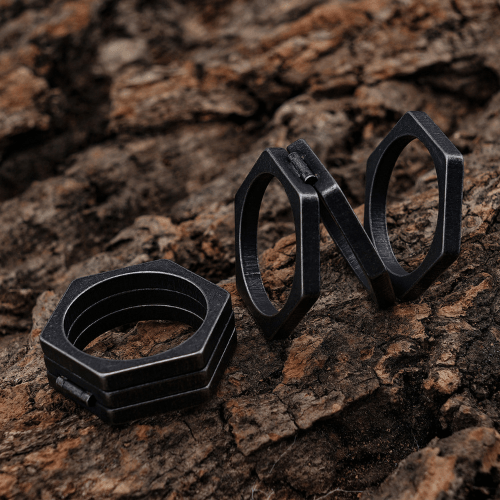 Hexagonal Simple Unique Stainless Steel Ring