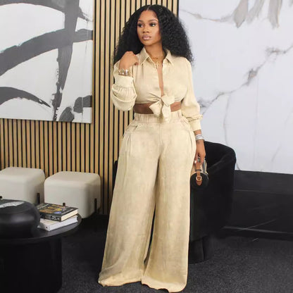 Long sleeve casual wide leg pants suit(Buy two and get free shipping！📣)