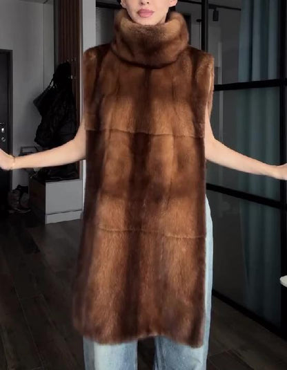 Fur High Neck Vest